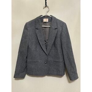 Vintage Pendleton Virgin Wool Blazer Women's Size Large Gray Academia 1950s USA
